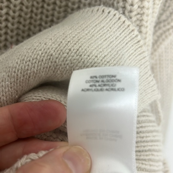 Lucky Brand Women's Medium Straw Heather Textured Stripe Varsity Sweater Relaxed - Picture 13 of 14